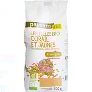 Paysans d'ici duo lentilles corail et jaunes bio 500g