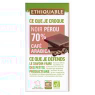 Ethiquable chocolat noir 70% café bio 100g