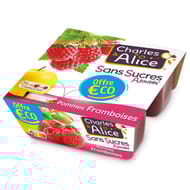 Charles & Alice sans sucre ajouté pomme framboise 4x100g offre eco
