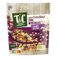 Terres et céréales muesli croustillant avoine myrtilles chia bio 500g