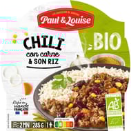 Paul & louise chili con carne & son riz bio barquette bi-compart 285 g