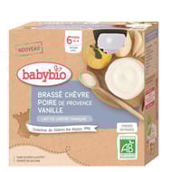 Babybio gourde brassé chèvre poire de provence vanille 4x85g dès 6 mois