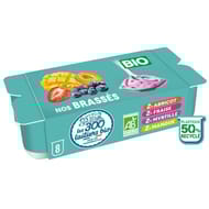Les 300 laitiers bio brassés abricot myrtille mangue fraise 8x125g