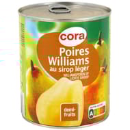 Cora poires williams 4/4 au sirop léger 455g