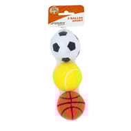 3 balles sport 6 cm (foot, basket, rugby)