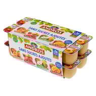 Andros spécialité de pommes fraises poires mangues et abricot 16x100g  sans sucres ajoutés