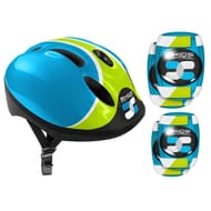 Combo casque + coudières + genouillères bleu Skids control