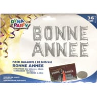 Pack ballon alu argent 36cm bonne annee