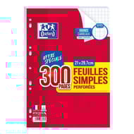 Oxford feuilles simples perforées 300 pages 90g seyes