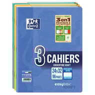 Oxford lot de 3 cahiers easybook kraft 24x32 90g seyes