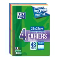 Oxford lot de 4 cahiers openflex agrafes 24x32 48 pages 90g seyes