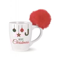Mug en faïence décor assortis + pompom couleur 35cl