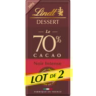 Lindt dessert noir 70% intense lot 2x200g-400g