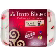 Terres Bleues Crème glacée yaourt sauce framboise 750ml - 415g