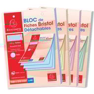 Bloc 40 fiches brisol perforées 148x210 5x5 couleurs assortis