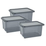 Eda boîtes de rangement funny box gris acidulé 30l lot de 3