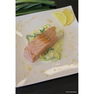 Pavé de saumon sauce au monbazillac et son émincé de poireaux