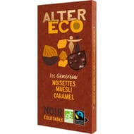 Alter eco chocolat noir noisette muesli caramel bio 150g