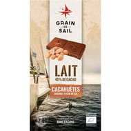 Grain de Sail Tablette chocolat lait cacahuètes caramel et fleur de sel bio  - 100g