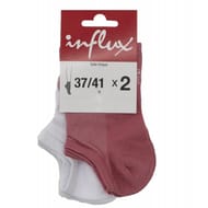 2 paires de socquettes ultra courtes effet maille piquée femme Influx ROSE 5203/BLANC 37\41