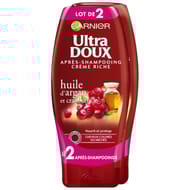 Ultra doux après shampoing argan cramberry 200ml lot de deux