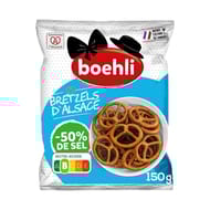Boehli sachet bretzels moyennes -50% sel 150G