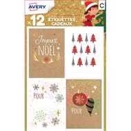 12 étiquettes cadeaux de Noël (modèle 6)