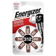 Energizer piles pour prothèses auditives format 312, pack de 8
