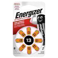 Energizer piles pour prothèses auditives format 13, pack de 8