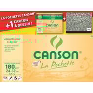 Canson lot 1 pochette dessin c a grain 12f 24x32cm 180g + 1 carton a dessin