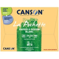 Pochette papier a dessin blanc c a grain 24x32cm 224g indechifrable