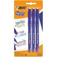 BIC Gel-ocity Illusion Stylos Gel Effaçables Pointe Moyenne (0,7 mm) - Bleu, Blister de 3