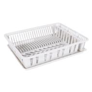 Egouttoir a vaisselle 21 assiettes avec plateau blanc ceruse
