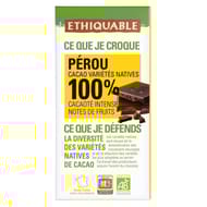 Ethiquable chocolat noir 100% Pérou bio 100g
