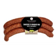 Saucisse à croquer bio 3  pièces sous vide 200g
