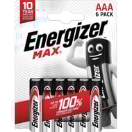 Energizer 6 piles max aaa/lr03 durent jusqu'a 100% plus longtemps 66g