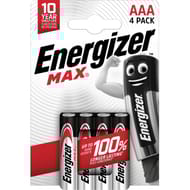 Energizer 4 piles max aaa/lr3 durent jusqu'a 100% plus longtemps