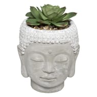 Tete bouddha avec plante artificielle 13,5x18cm