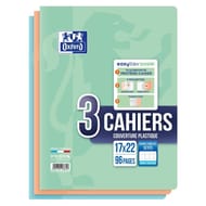 Lot de 3 cahiers easybook oxford pastel agrafes 170x220 96p 90g seyes