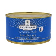 Jean larnaudie lentilles aux saucisses de toulouse france gastronnomie boite 1240g