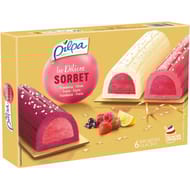 Pilpa les délices sorbet framboise citron fraise cassis 6 bûchettes 366g
