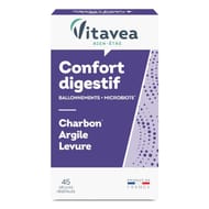 Vitavea confort digestif charbon argile levure 45 gélules 17g