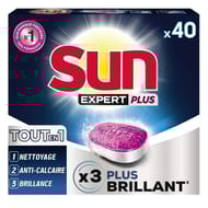 Sun tablettes lave-vaisselle tout en 1 expert plus brillance x40 lavages 0.7kg