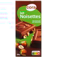 Cora chocolat lait supérieur aux noisettes 200g