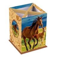 Pot crayon carré 11.5x8.5x8.5 papier remborde animaux domestiques