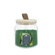 Devineau bougie parfumée mangue verte-bonbonnière avec couvercle bois et lanière cuir