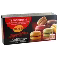 Cora Dégustation 12 macarons vanille framboise caramel beurre salé citron pistache chocolat 144g