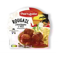 Paul & louise barquette rougail saucisse et son riz bi-compartiment micro-ondable 300g