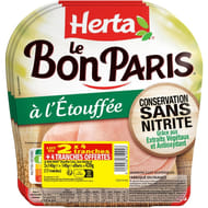 Herta le bon paris jambon étouffée conservation sans nitrite 4 tranches lot 2+1 offert 420g