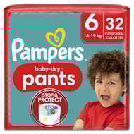 Pampers couches-culottes baby dry tailles 6 de 14 à 19kg x32